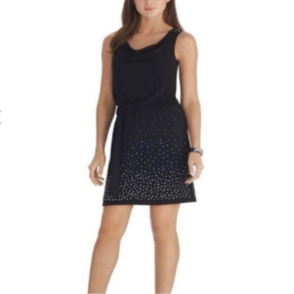 White House Black Market Black Sleeveless Studded Skirt Casual Dress Size XS - Picture 2 of 16